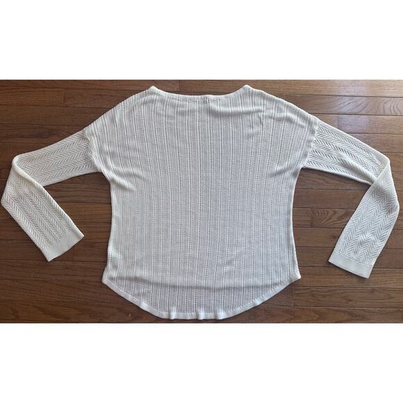 Retro-ology Sweater White Large Open weave Long Sleeve - Picture 12 of 13